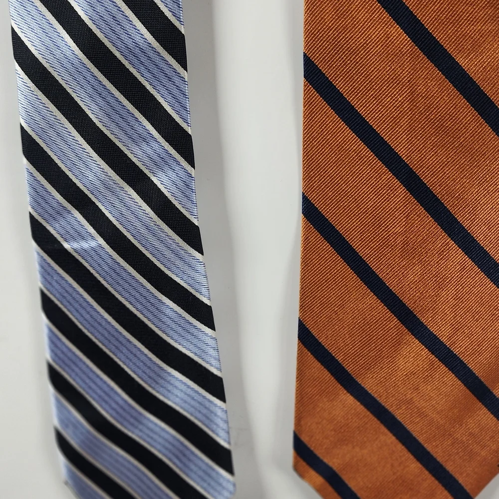 Tommy Hilfiger Striped Silk Ties in Light Blue, Black & Rust‎